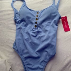 blue one piece swimsuit